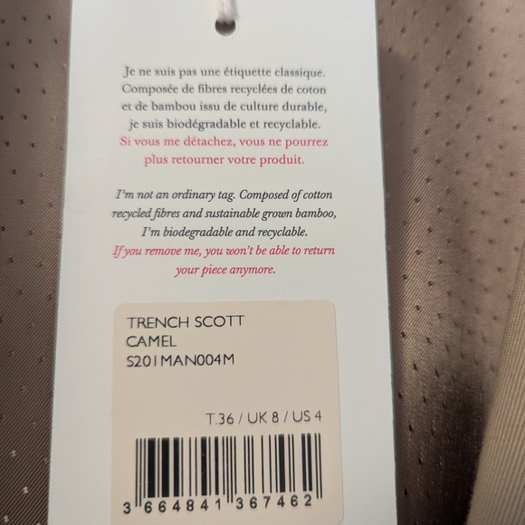NWT Sezane Scott Trench Coat - Picture 5 of 7